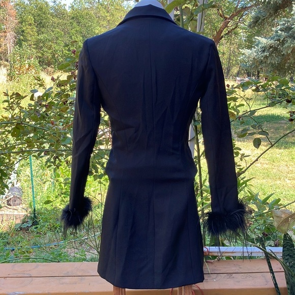 Double-Breasted Women's dress/ Coat with feather plume cuffs retro 40’s small - Picture 6 of 11